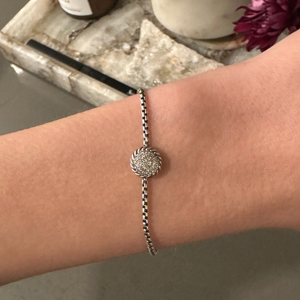 David Yurman Sterling Silver Diamond 9mm Chatelaine Petite Pave Bracelet
